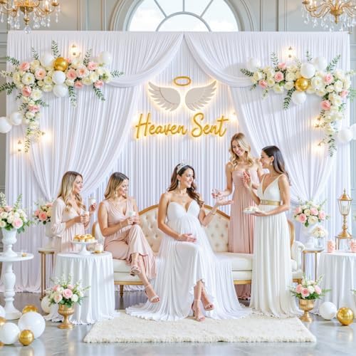 White Backdrop Curtain for Parties Wedding Wrinkle Free White Photo Curtains Backdrop Drapes Fabric Decoration for Baby Shower 5ft x 7ft,2 Panels - Image 3