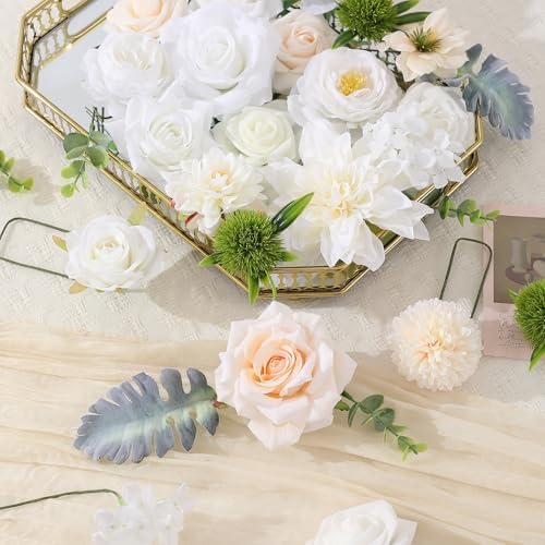 Floweroyal Artificial Flowers Fake Rose Flowers Dahlia with Stems for DIY Wedding Bridal Bouquets, Baby Shower, Floral Arrangement, Table Centerpieces, Home Decorations - Image 7