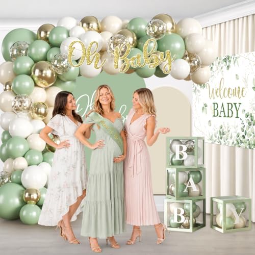 Sage Green Baby Shower Decorations Set,Serves 25 Guests - Image 4