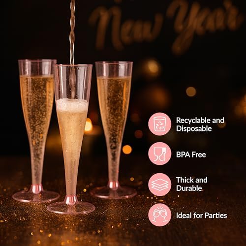 Prestee Disposable Champagne Flutes, 4.5 oz Plastic Champagne Glasses - Image 5