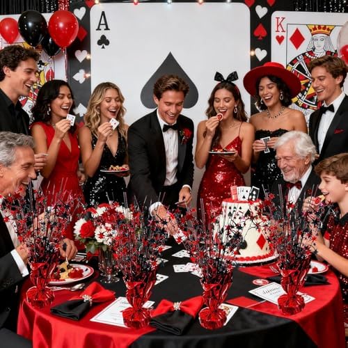 4 Pack Metallic Foil Spray Centerpiece Stars for Wedding, Birthday, Anniversary, Christmas Table Decor, Holiday Festival Baby Shower Graduation Mantle Party Decorations (Red&Black) - Image 6