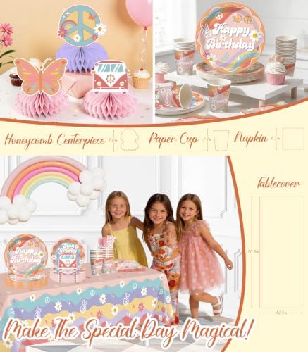 292Pcs Groovy Birthday Decorations, All-in-One Decor Set for 25 Guests - Image 5