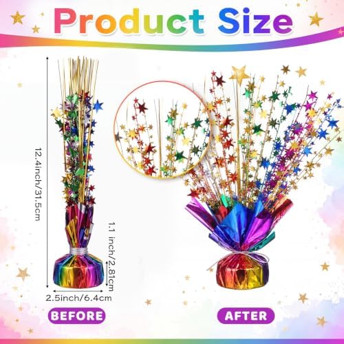 Fuutreo 12 Pack Rainbow Star Spray Centerpieces, Birthday Party Decorations - Image 2