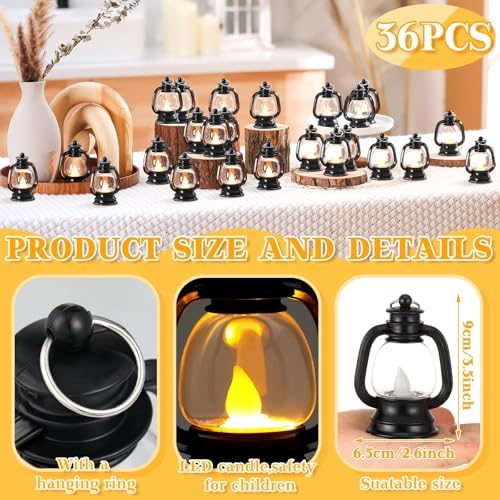 Ferraycle 36 Pcs Mini Lanterns Bulk 4 Inch Black Lamp Table Centerpieces - Image 2