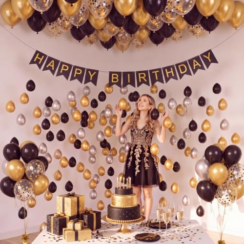 Thenshop Black and Gold 220 Pcs Balloons with String Party Decorations - Image 6
