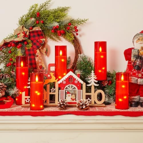 Homemory Flickering Flameless Candles with Remote, Red LED Pillar Candles - Image 7
