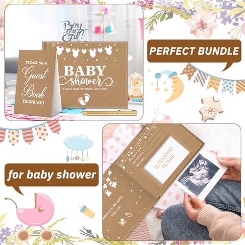 Fuyoooo Kraft Paper Baby Shower Guest Book Baby Shower Sign in Guest Book - Image 5