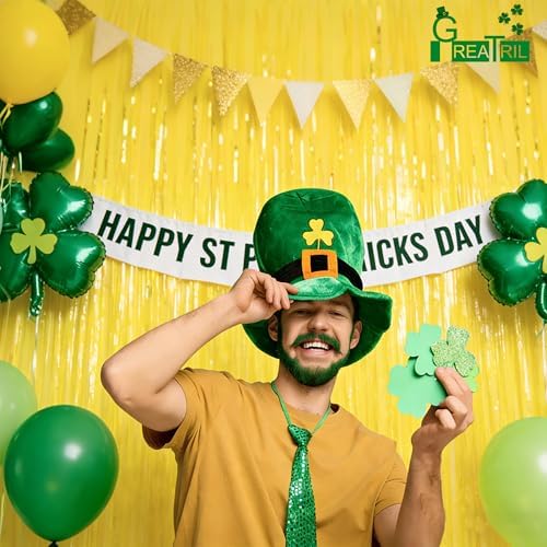 Yellow Streamers Party Backdrop - GREATRIL Foil Fringe for Pineapple/Lemon/Truck/Race Birthdays Party Decoration - 3.2ft X 8.2ft - 2 Packs - Image 2