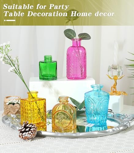 Set of 30 Colorful Glass Bud Vases Small Textured Flower Vases - Image 5