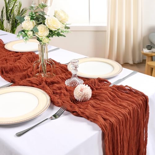 6 Pack 10Ft Terracotta Cheesecloth Table Runner 23 x 120 Inch - Image 2