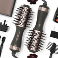 Travel Dual Voltage Blow Hair Dryer Brush 4-IN-1 Portable Mini Hot Air Dryer Straightener & Curler Brush, Titanium 2-Inch Blowout Styler Volumizer Tool, 110/240V US/EU/UK Plug for International Travel by MayAllDreamsRealizedEndingMisfortuneInAuspicious