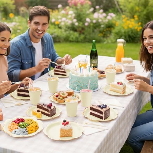 OuMuaMua 350Pcs White Paper Plates and Napkins Party Supplies for 50 Guests - Image 2