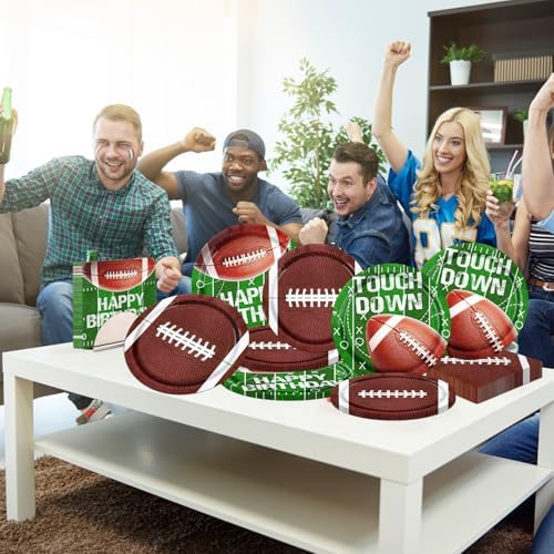 Football Party Supplies Paper Plates and Napkins for Football Birthday Party Football Gameday Tailgate Party, Football Theme Party Decoration, Serve 25 - Image 2