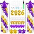 2 Sets Graduation Balloon Column Stand Kits with 132 PCS Purple Golden White Latex Balloons 2026 Letters 6.5 Ft Adjustable Metal Tube Telescopic Tower Pillar with Base for Graduation Party Decoration by Unknown