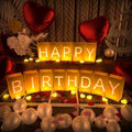 Happy Birthday Decorations, Include Light up Letters, with Tea Lights Candles, Latex Balloons, Aluminum Balloons and Rose Petals, Special Festival, Surprise Gifts Banner for Women and Men by Peledic