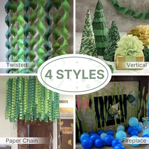 PartyWoo Sage Green Crepe Paper 4pcs 328 FT Sage Green Streamers - Image 5
