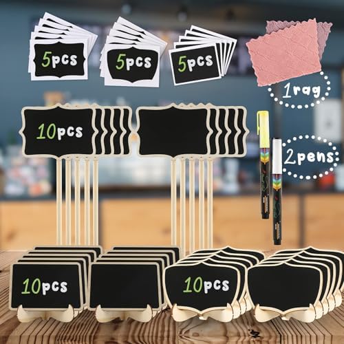 Mini Chalkboard Signs, 30 Pack Framed Small Chalk Board Food Labels with Easel Stand for Party Buffet or Wedding Celebration, Wooden Blackboard as Place Cards for Table Setting or Numbers (30) - Image 3