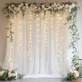 White Tulle Backdrop with Fairy Lights for Parites Wrinkle-Free Sheer Curtain Drapes Photo Back Drop for Wedding Baby Shower Bridal Shower Birthday Dance Home Décor- 10ft×8ft, White by HOLITS