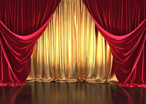 Qian 7x5FT Vinyl 3D Rendering Theater Stage Theme Photography Backdrops Golden and Red Curtains Photo Studio Props Vinyl Background for Wedding Birthday Party Decoration Banner - Image 6