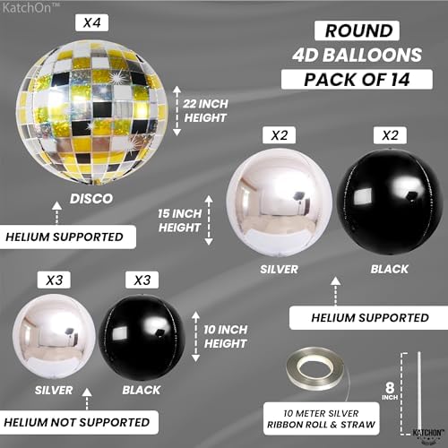 KatchOn Disco Ball Balloons - 22 Inch, Pack of 14, Disco Party Decorations - Image 3