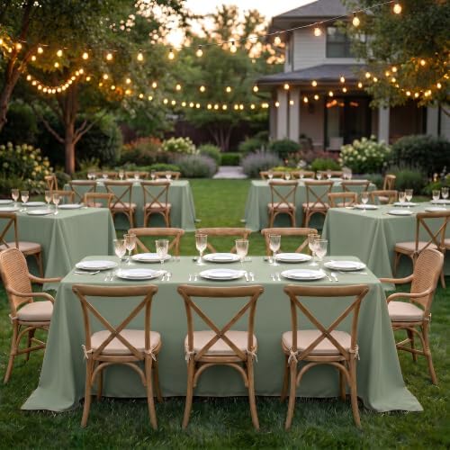 Fitable 6 Pack Sage Green Tablecloths for Rectangle Tables, 90 x 156 Inch - Image 2
