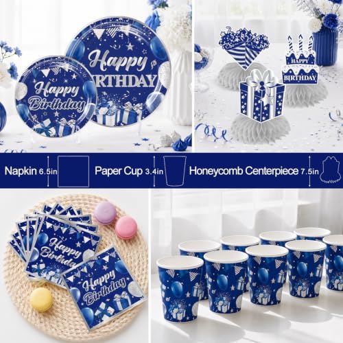 181Pcs Blue and Silver Birthday Decorations for Men, 20 Serves - Image 4