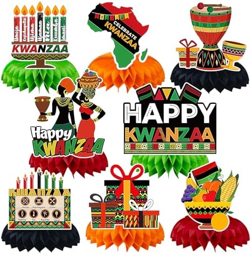 JULMELON 8Pcs Kwanzaa Table Decorations, Honeycomb Centerpiece Toppers by JULMELON