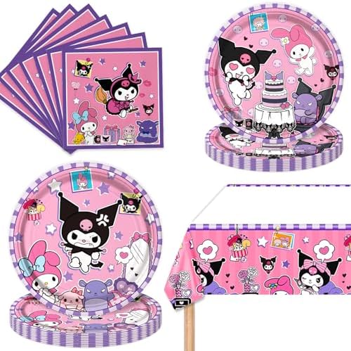 41Packs Kuromis Birthday Decorations Include 20 Plates, 20 Napkins and 1 Tablecover for Kuromis Birthday Party Supplies (kuluomi) by CHAMPBULL