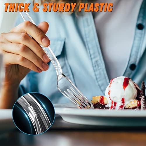 Dipoo 7.1" Clear Plastic Forks Heavy Duty, 168 Count - Image 4