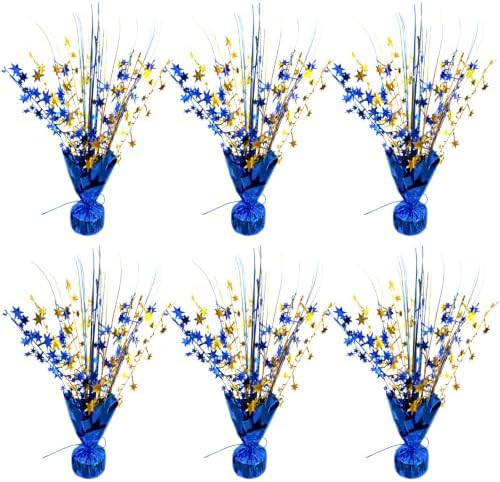 6 Pack Metallic Foil Spray Table Centerpiece Decoration Star Brust Glitter Table Topper Decor for Birthday Graduation Holiday Christmas New Year's Eve Celebration Party Supplies Gold and Blue by YinNorth