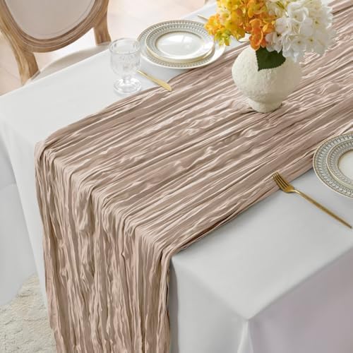 6 Pack Nude Cheesecloth Table Runner 35"×120" Gauze Fabric Table Runner - Image 4