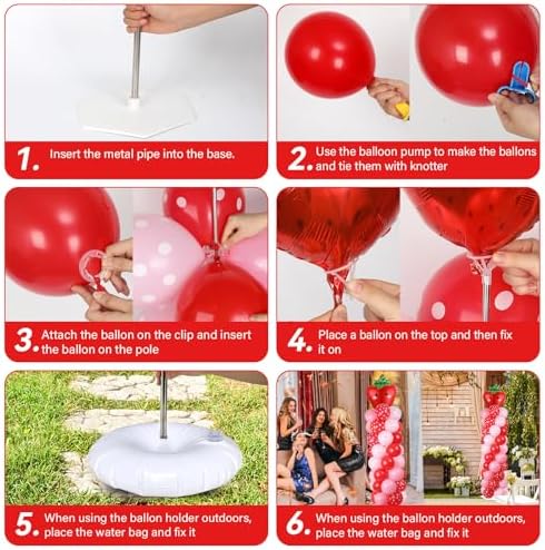 2 Sets Strawberry Balloon Column Stand Adjustable Strawberry Balloon Decor - Image 4