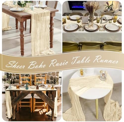 30 Pack Ivory Cheesecloth Table Runner 17 x 108 inch Cheese Cloth Table Runners 9ft Ivory Table Runner Rustic Romantic Sheer Gauze Runner for Wedding Party Baby Shower Table Decoration - Image 7