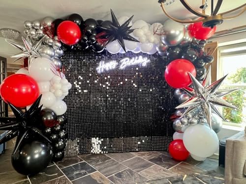 Red Black and White Balloon Arch Kit, ADOINBY 140Pcs Red and Black White Silver Garland kit, 18 12 10 5 Inch Different Size Balloons for Birthday Party Anniversary Racing Car New Year Prom Decorations - Image 6