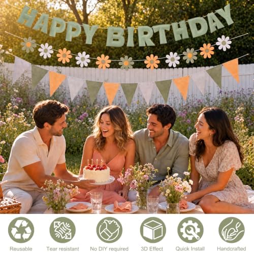 YEOCU Happy Birthday Decorations, No DIY, Pre-Strung 3D Banner - Image 3