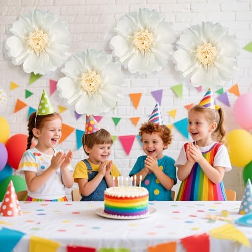 SUNBEAUTY 4 Pcs 20" White Giant Paper Flowers Large Crepe Tissue Artificial Paper Flowers Decorations for Wedding Party Wall Table Birthday Baby Shower Bridal Nursery Room Tea Party Backdrop Decor - Image 2