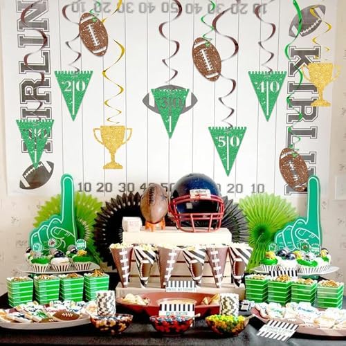 BEISHIDA Football Hanging Swirl Decorations-15Pcs Pre-Strung Football Party Ceiling Hanging Decorations for Game Day Tailgate Party Decorations - Image 3