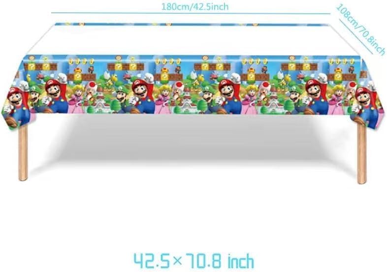 Birthday Party Decorations,48PCS Mario Cartoon Theme Supplies - 1 Backdrop, 1 Banner, 4 Aluminum Balloons, 1 Tablecloth, 25 Cake Toppers, 16 Latex Balloons. - Image 4