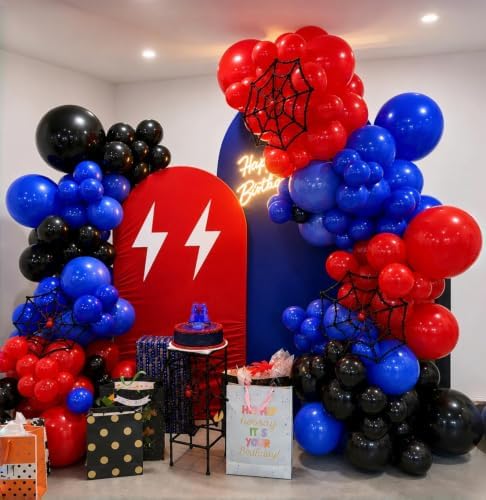Red Blue Black Balloon Arch Kit for Spider Cool Man Birthday Decorations - Image 4