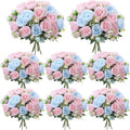 Geosar 8 Bundles Artificial Peonies Flowers,Light Pink, Light Blue by Geosar