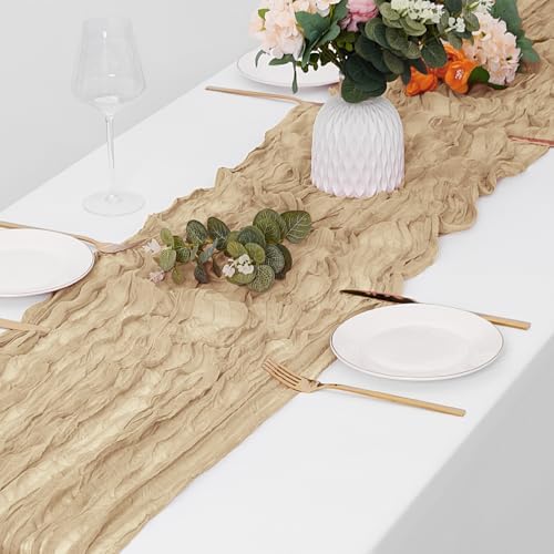 30 Pack Beige Cheesecloth Table Runner 17 x 108 inch Cheese Cloth Table Runners 9ft Beige Table Runner Rustic Romantic Sheer Gauze Runner for Wedding Party Baby Shower Table Decoration - Image 4