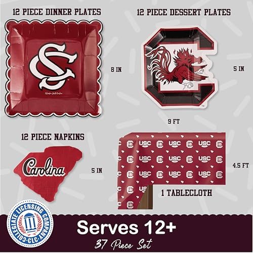 South Carolina Party Decor Gamecocks Plates Napkins Tablecloth 37 Pc - Image 3