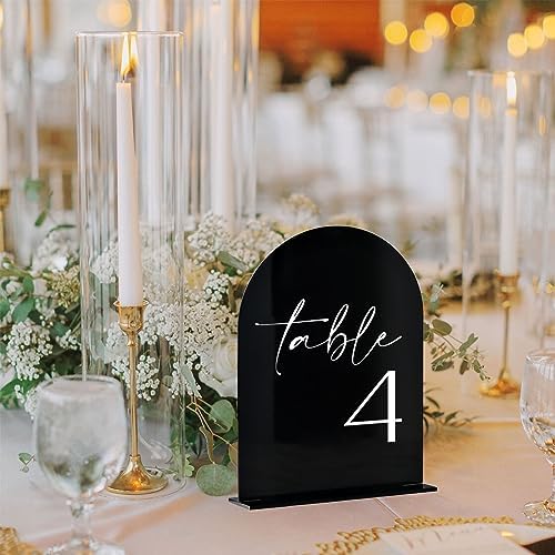 Black Arch Acrylic Table Numbers with Stands 1-30, 5x7" Black Arched Acrylic Sign and Bases, Arch Table Numbers for Centerpiece Wedding Party Reception (1-30) - Image 5