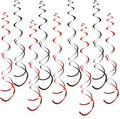 32 PCS Red Black Hanging Swirl, Sparkle Ceiling Hanging Decorations, Plastic Streamer Party Decorations for Casino Night, Graduation, Birthday Party, Halloween, Pirate Party by PARTVON