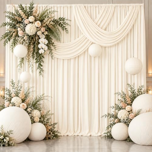 30x10FT Ivory Backdrop Curtains for Parties Wrinkle Free Drapes - Image 3