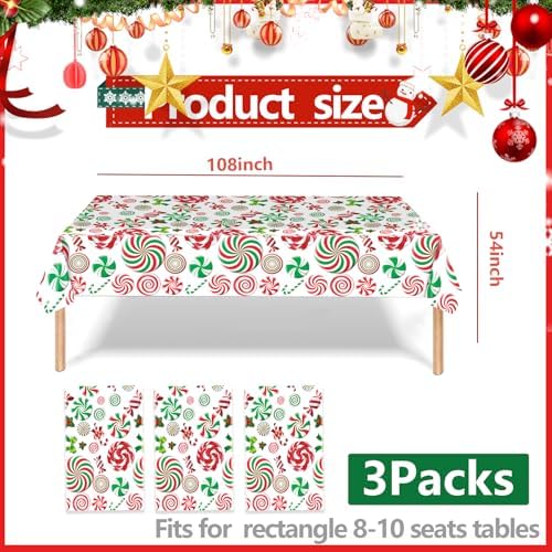 3 PCS Christmas Plastic Candy Tablecloth, 54x108 Inch - Image 2