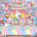 Unicorn Birthday Decorations for Girls, Unicorn Party Supplies Kit, All in One Birthday Decor Set,Party with 12 Tableware Sets, Banner, Backdrop, Ballons, Paper Plates by PartySpot%EF%BC%81