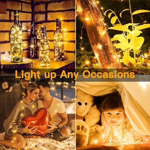 20 Pack Fairy Lights Battery Operated 7ft 20 LED Mini String Lights Twinkle Lights Silver Wire Firefly Starry Lights for Mason Jars Wedding Party Christmas Centerpiece Table Decorations, Warm White - Image 7