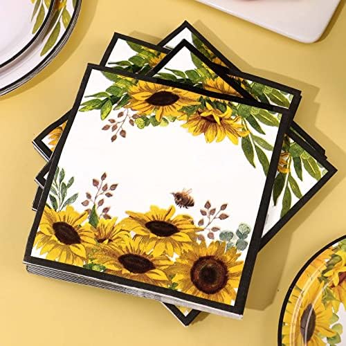 Sunflower Party Decorations, Sunflower Plates and Napkins Party Supplies Serves 50, for Birthday Bee Baby Shower Bridal Shower, Easter Mother's Day, Summer Fall Thanksgiving Decorations - Image 5