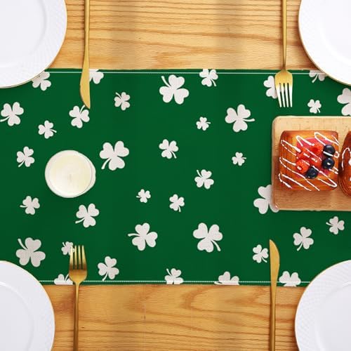 ONFAON St Patricks Day Table Runner 13 x 72 Inch,Green Lucky Shamrock Seasonal Spring Holiday Table Decorations Home Party Kitchen Dining Table Decor - Image 7